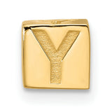 Alphabet Bead Letter Y Charm Pendant in Real 14k Yellow Gold