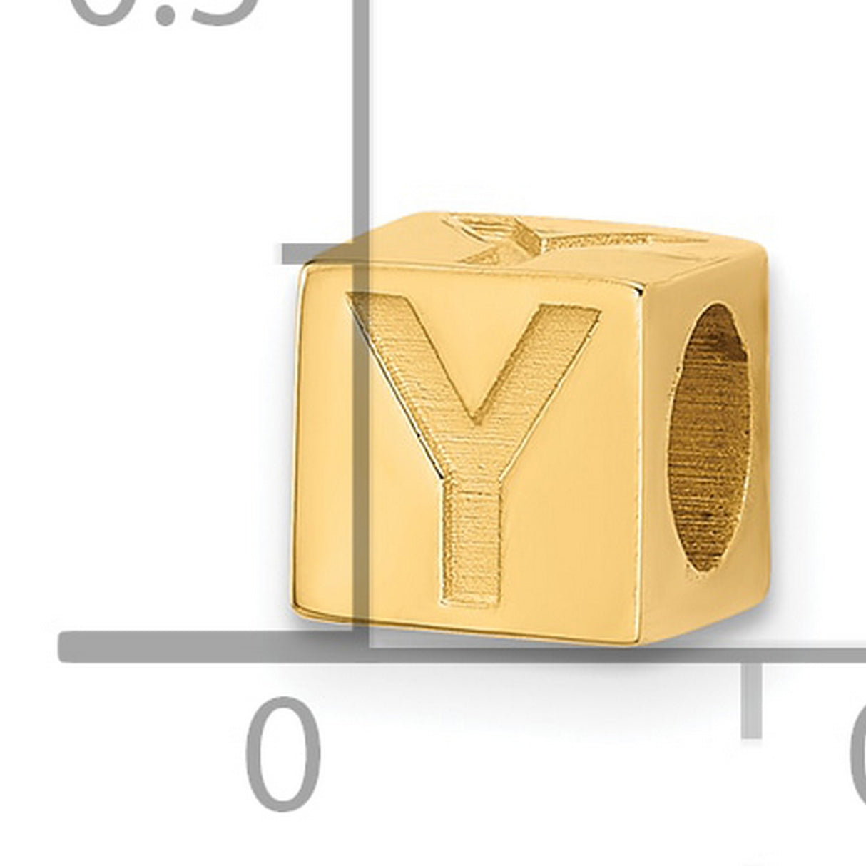 Alphabet Bead Letter Y Charm Pendant in Real 14k Yellow Gold