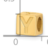 Alphabet Bead Letter Y Charm Pendant in Real 14k Yellow Gold