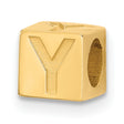 Alphabet Bead Letter Y Charm Pendant in Real 14k Yellow Gold
