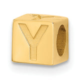 Alphabet Bead Letter Y Charm Pendant in Real 14k Yellow Gold