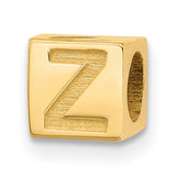Alphabet Bead Letter Z Charm Pendant in Real 14k Yellow Gold