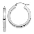 14k White Gold Hoop Earrings, Classic Polished Round Lightweight Design for Women