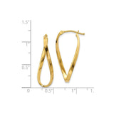14k Yellow Gold Twisted Teardrop Hoop Earrings, Lightweight Crossover Design for Women