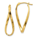 14k Yellow Gold Twisted Teardrop Hoop Earrings, Lightweight Crossover Design for Women