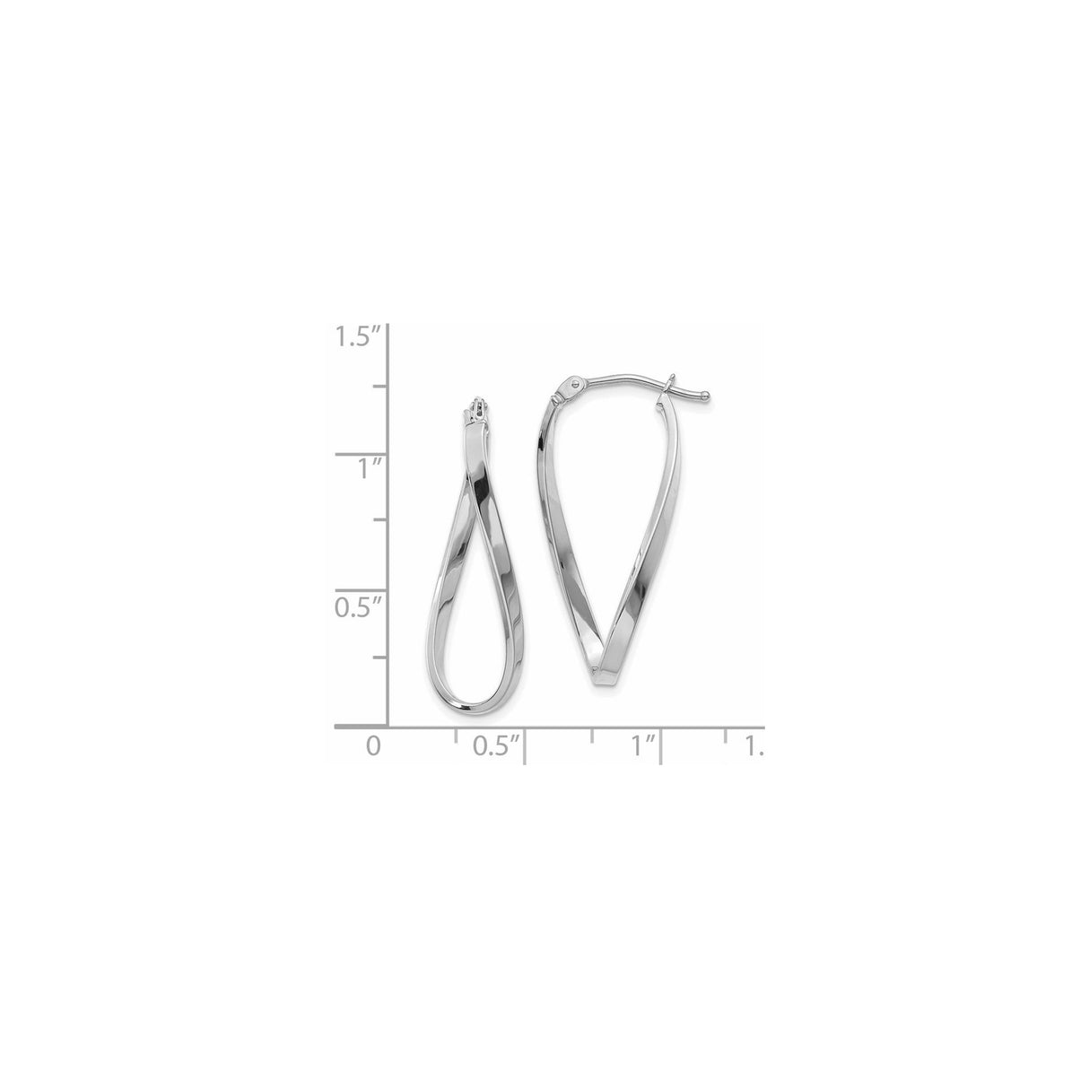 14k White Gold Twisted Teardrop Hoop Earrings, Lightweight Modern Minimalist Design