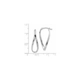 14k White Gold Twisted Teardrop Hoop Earrings, Lightweight Modern Minimalist Design