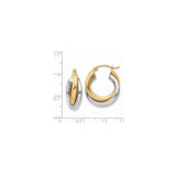 14k Two-Tone Gold Hoop Earrings, Interlocking Twisted Yellow and White Gold Design