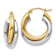 14k Two-Tone Gold Hoop Earrings, Interlocking Twisted Yellow and White Gold Design