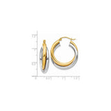 14k Yellow Gold Hoop Earrings, Two-Tone Interlocking Tubes with Twisted Polished Design