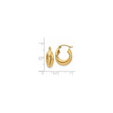 14k Yellow Gold Hoop Earrings with Twisted Rope Design, Textured Classic Style for Women