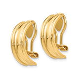 14K Yellow Gold Triple Dome Hoop Earrings Hinged Snap Back