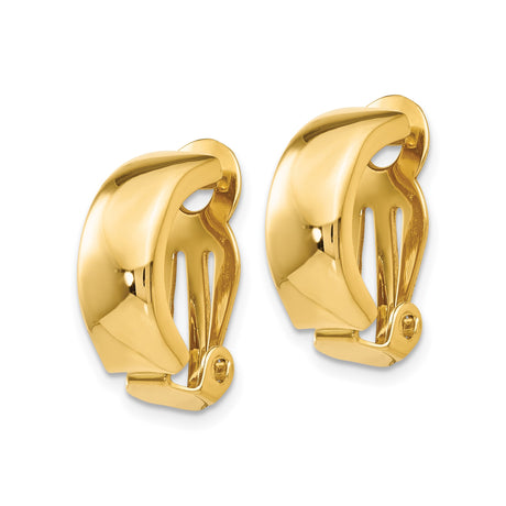 14K Yellow Gold Hoop Earrings Clip On Hinged Closure