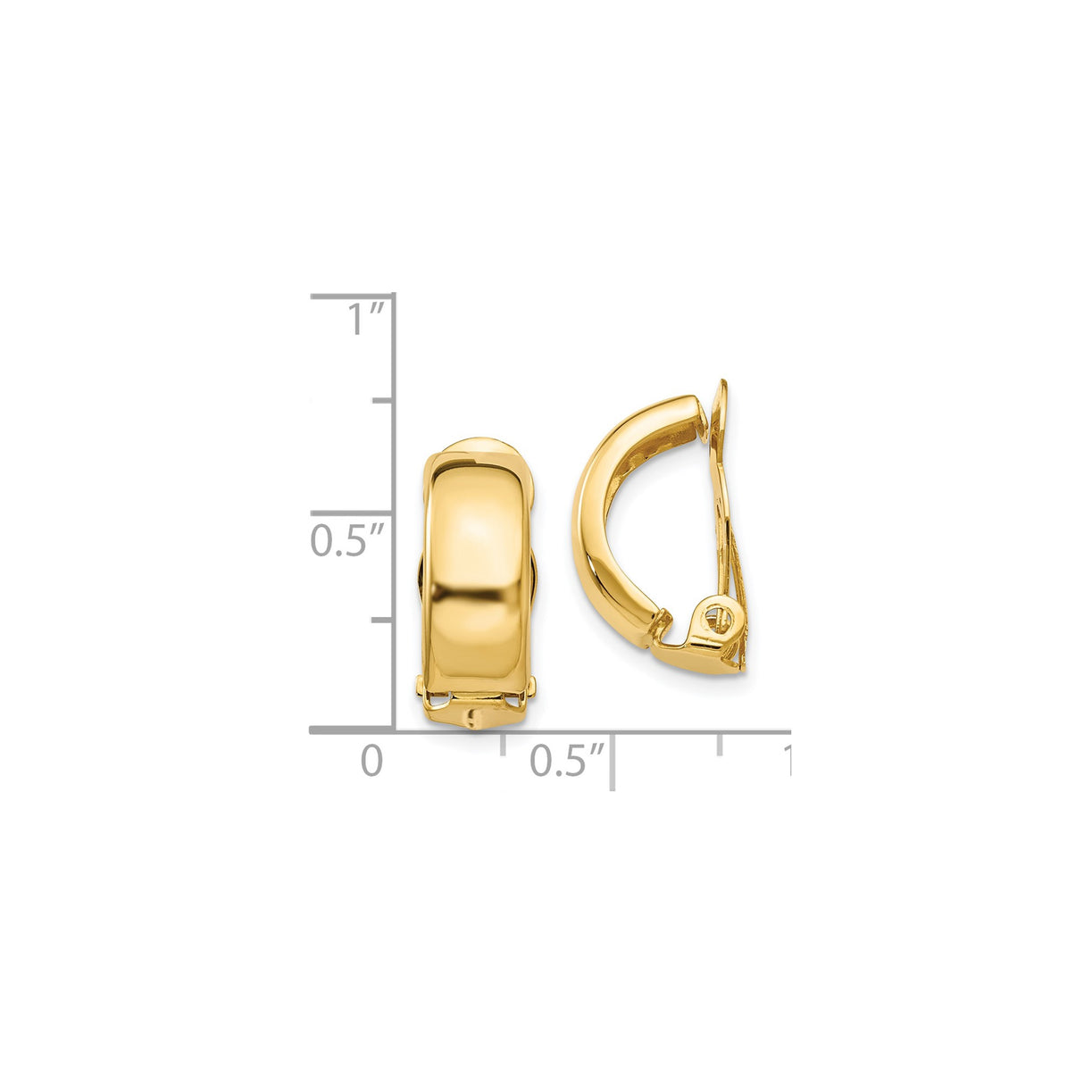 14K Yellow Gold Hoop Earrings Clip On Hinged Closure