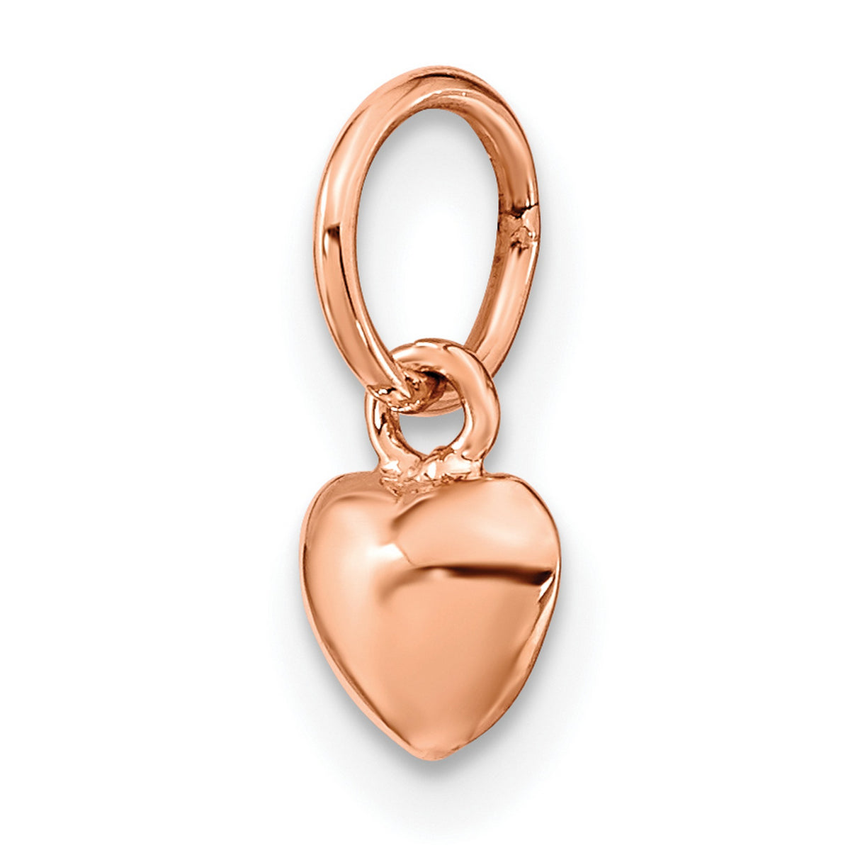 14k Rose Gold Heart Pendant, Polished Finish Romantic Charm Jewelry for Women