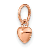 14k Rose Gold Heart Pendant, Polished Finish Romantic Charm Jewelry for Women
