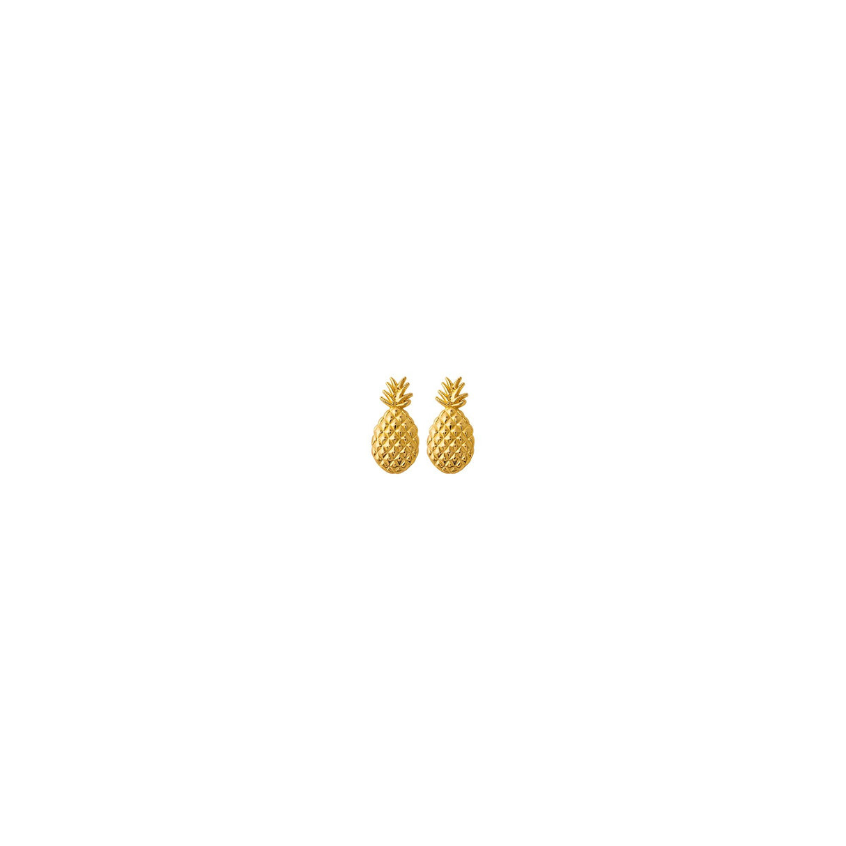 14k Yellow Gold Pineapple Stud Earrings, Textured Tropical Fruit Design for Women