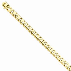 10 mm Polished Mens Rounded Curb Chain in 14k Yellow Gold - 8 Inch