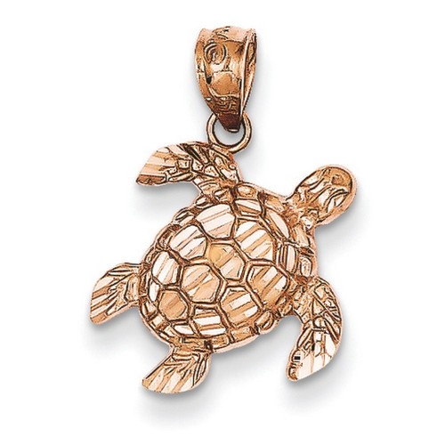 14k Rose Gold Diamond Cut Turtle Pendant 13x13 mm 0.71 gr *** Made in USA
