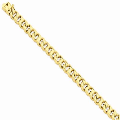 10 mm Large Mens Hand Polished Curb  Chain in 14k Yellow Gold - 8 Inch