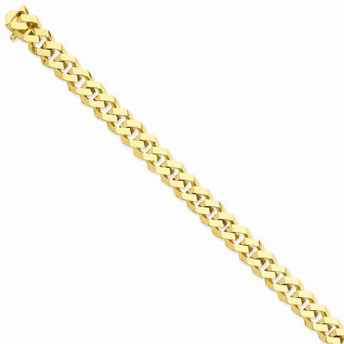 10 mm Polished Mens Fancy Curb Chain in 14k Yellow Gold - 8 Inch