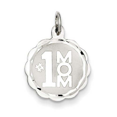 #1 Mom Disc Charm in 925 Sterling Silver