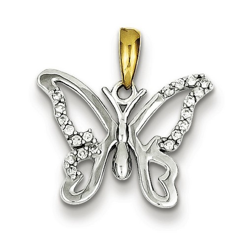 Gold Vermeil Sterling Silver popular Butterfly with Diamonds 925