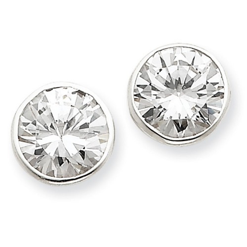 10mm CZ Round Bezel Stud Earrings in 925 Sterling Silver