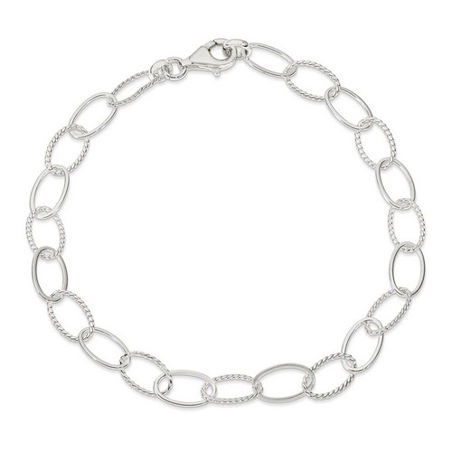 10 Inch Braided And Polished Oval Link Anklet In 925 Sterling Silver