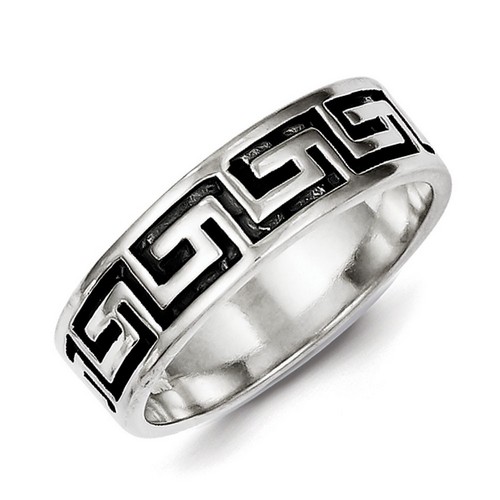 Sterling Silver Antiqued Greek Key Design Men's Ring 5.09 gr Size 9 to 11