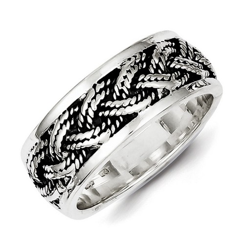 Sterling Silver Rope Weave Design Men's Ring 9.20 gr Size 9 to 11