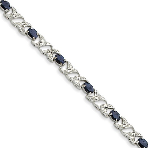 Sapphire and Diamond Bracelet in 925 Sterling Silver